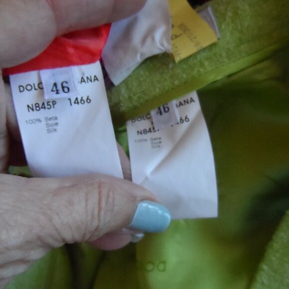 Dolce&Gabbana Light Green Tweed Textured 100% Silk Skirt Suit Size IT 46 - US 10 - Picture 16 of 16